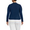 Lands’ End Women’s Cotton Pointelle Satin Trim Cardigan Sweater(Deep Sea Navy)