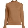 Lands’ End Women’s Cotton Pointelle Turtleneck Sweater(Canyon Camel)