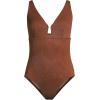 Lands’ End Women’s Crepe Rectangular Wire One Piece(Dark Cinnamon)