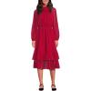 Lands’ End Women’s Crinkle Chiffon Ruffle Dress(Rich Red)