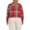 Lands’ End Women’s Cropped Flannel Shirt(Compass Red/Emerald Plaid)
