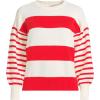 Lands’ End Women’s Drifter Jersey Crewneck Sweater(Coral Red/Ivory Stripes)