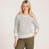 Lands’ End Women’s Drifter Jersey Crewneck Sweater(Holly/Ivory/Green)