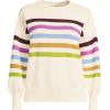 Lands’ End Women’s Drifter Jersey Crewneck Sweater(Ivory Placed Multi Stripe)