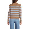 Lands’ End Women’s Drifter Modern Cable Crew Sweater(Canyon Camel/Blue Stripe)