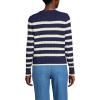 Lands’ End Women’s Drifter Modern Cable Crew Sweater(Deep Sea Navy/Ivory Stripe)