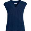Lands’ End Women’s Drifter Modern Cable V Neck Vest Sweater(Deep Sea Navy)