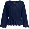 Lands’ End Women’s Embroidered Poplin Long Sleeve Blouse(Deep Sea Navy)