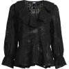Lands’ End Women’s Feminine Ruffle Chiffon V Neck Blouse(Black)