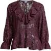 Lands’ End Women’s Feminine Ruffle Chiffon V Neck Blouse(Lush Burgundy)
