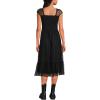 Lands’ End Women’s Flocked Chiffon Midi Dress(Black)