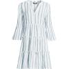 Lands’ End Women’s Gauze Tiered Dress(Navy Double Stripe)