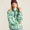 Lands’ End Women’s Half Zip Cozy Sherpa Fleece Pullover(Emerald Floral)