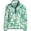 Lands’ End Women’s Half Zip Cozy Sherpa Fleece Pullover(Emerald Floral)