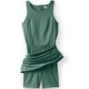 Lands’ End Women’s High Impact Crew Neck Above The Knee Active Dress(Washed Evergreen)