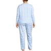 Lands’ End Women’s Petite Knit 2 Piece Pajama Set – Long Sleeve Top and Pants(Clear Blue Sky Even Stripe)