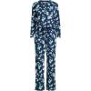 Lands’ End Women’s Petite Knit 2 Piece Pajama Set – Long Sleeve Top and Pants(Deep Sea Navy Painterly Floral)