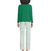 Lands’ End Women’s Petite Knit 2 Piece Pajama Set – Long Sleeve Top and Pants(Ivory/Clover Simple Stripe)
