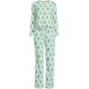 Lands’ End Women’s Petite Knit 2 Piece Pajama Set – Long Sleeve Top and Pants(Mint/Blue Sky Vintage Floral)