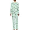 Lands’ End Women’s Petite Knit 2 Piece Pajama Set – Long Sleeve Top and Pants(Mint/Blue Sky Vintage Floral)