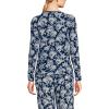 Lands’ End Women’s Pointelle Long Sleeve Sleep Cardigan(Deep Sea Ikat Floral)