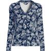 Lands’ End Women’s Pointelle Long Sleeve Sleep Cardigan(Deep Sea Ikat Floral)