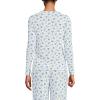 Lands’ End Women’s Pointelle Long Sleeve Sleep Cardigan(Ivory/Blue Dainty Floral)