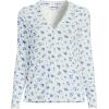Lands’ End Women’s Pointelle Long Sleeve Sleep Cardigan(Ivory/Blue Dainty Floral)