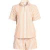 Lands’ End Women’s Poplin 2 Piece Pajama Set – Short Sleeve Shirt and Shorts(Sweet Mango Stripe)