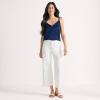 Lands’ End Women’s Recover Denim High Rise Wide Leg Crop Jeans(White)
