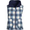 Lands’ End Women’s Sherpa Fleece Reversible Mixed Media Vest(Navy/Navy Check)