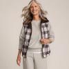 Lands’ End Women’s Sherpa Fleece Reversible Mixed Media Vest(Rich Coffee/Brown Check)
