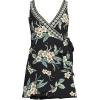 Lands’ End Women’s Side Tie Mini Swim Dress Swimsuit(Black Plumeria Border)