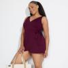 Lands’ End Women’s Side Tie Mini Swim Dress Swimsuit(Dark Wine)