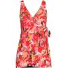 Lands’ End Women’s Side Tie Mini Swim Dress Swimsuit(Daylily Red Multi Floral)