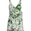 Lands’ End Women’s Side Tie Mini Swim Dress Swimsuit(Fusion Green Etched Leaves)