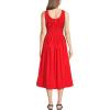 Lands’ End Women’s Sleeveless Poplin Smocked Midi Dress(Coral Red)