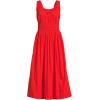 Lands’ End Women’s Sleeveless Poplin Smocked Midi Dress(Coral Red)