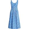 Lands’ End Women’s Sleeveless Poplin Smocked Midi Dress(Paradise Blue Tossed Floral)
