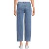 Lands’ End Women’s Soft Denim Mid Rise Relaxed Straight Crop Jeans(Beau Blue Patchwork)