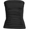 Lands’ End Women’s Strapless Bandeau Tankini Top Swimsuit with Removable and Adjustable Straps(Black)