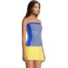 Lands’ End Women’s Strapless Bandeau Tankini Top Swimsuit with Removable and Adjustable Straps(Blue)