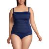 Lands’ End Women’s Strapless Bandeau Tankini Top Swimsuit with Removable and Adjustable Straps(Deep Sea Navy)