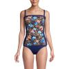 Lands’ End Women’s Strapless Bandeau Tankini Top Swimsuit with Removable and Adjustable Straps(Deep Sea Navy Tropic Palm)