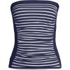 Lands’ End Women’s Strapless Bandeau Tankini Top Swimsuit with Removable and Adjustable Straps(Deep Sea/Media Stripe)