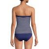 Lands’ End Women’s Strapless Bandeau Tankini Top Swimsuit with Removable and Adjustable Straps(Deep Sea/Media Stripe)