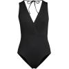 Lands’ End Women’s Surplice Tie Back One Piece(Black)