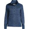 Lands’ End Women’s Sweater Fleece Snap Neck Pullover Jacket(Classic Navy Muted Heather)