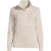 Lands’ End Women’s Sweater Fleece Snap Neck Pullover Jacket(Ivory Sand Heather)