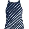 Lands’ End Women’s Tugless High Neck Strappy Back Tankini Swimsuit Top(Navy/White Variegated Stripe)